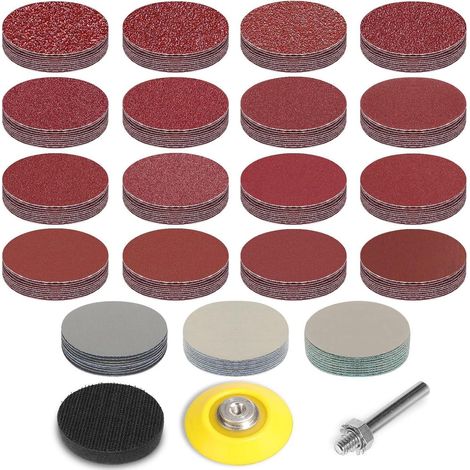 Schleifscheiben Set 190tlg. 50mm Klett Körnung 40-7000 mit Pad und Griff (1/5)
