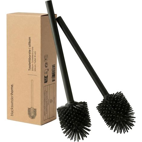 Lot de 2 brosses WC en Silicone - Design Nordique - Accessoires de Salle de Bain - Noir Mat (1/5)