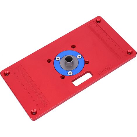 Plaque d'insertion pour table de défonceuse en alliage d'aluminium rouge, outil de travail du bois, plateau rabattable pour machine à rogner (1/5)