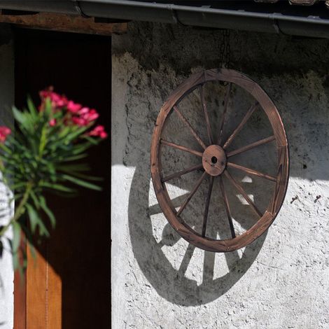 Ruota carro ruota carro decorativo in legno con lamiera di ferro marrone 76x76x35 cm 88303453 88303453 88303453 88303453 88303453 88303453 88303453 88303453 88303453 (1/5)