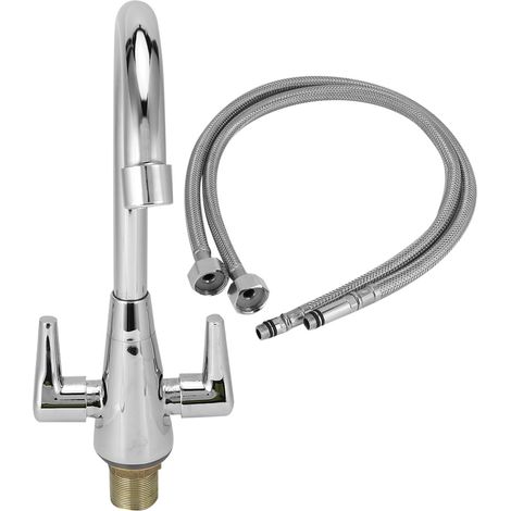 Robinet cuivre filetage G1/2 eau chaude et froide pivotant 360° pour évier de cuisine à légumes (1/5)