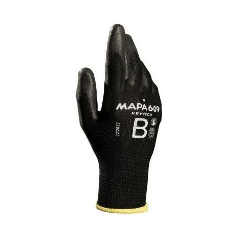 Gants de manutention Mapa KRYTECH 609 taille 7, Résistance abrasion et coupures, 1 Paire, Noir ( Prix pour Paquet de 12 Paires ) (1/4)