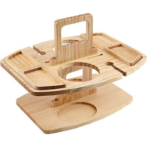 FLITI Picknick-Weinregal aus Holz, korrosionsbeständig, abnehmbarer Picknick-Weintisch mit Obsttablett für den Außenbereich (1/4)
