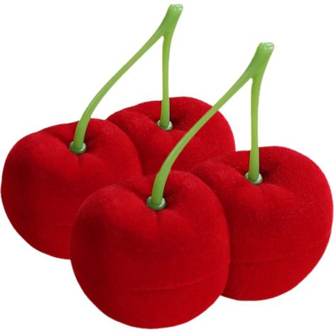 Boîte à Bagues De Cerise Rouge, Velours Doux, Étui Sécurisé Pour Bague Et Boucles D’oreilles, Lot De 2 Pièces, Pour Mariage Et Saint-valentin (1/5)