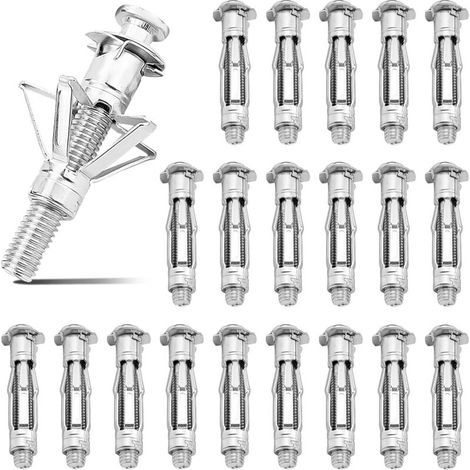 20 Pièces M8 x 52 mm Cheville Métalliques à Expansion, Fixation d'Objets Légers, pour 3-20 mm Plaques de Plâtre Creuses, Murs Creux (M8 x 52 mm) (1/5)
