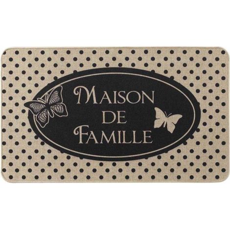 Tapis d'Entrée à Motifs "Maisonée" 45x75cm Naturel (1/3)