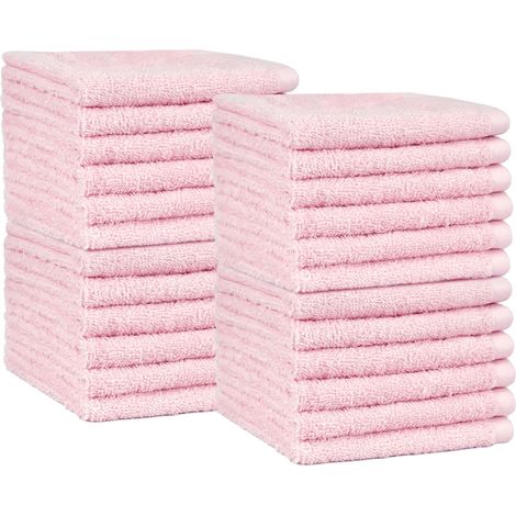 Lot de 24 Gants de Toilette Coton, Séchage Rapide, Très Absorbants, 30x30cm, Rose Pétale, Usage Quotidien (1/5)