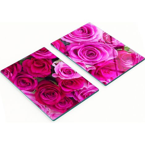 Taglieri decorativi in vetro per servire snack, bouquet di rose, 2x40x52 cm (1/5)
