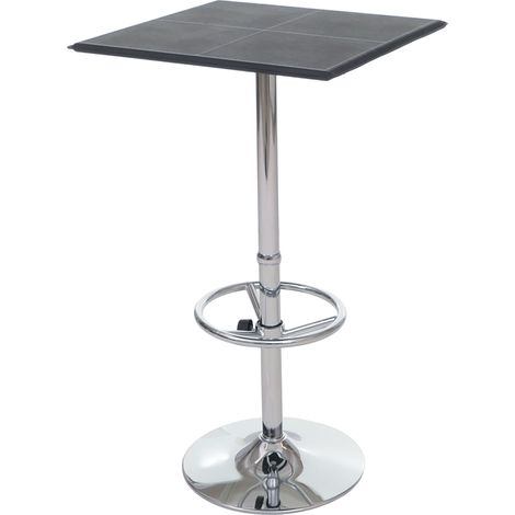 [JAMAIS UTILISÉ] Table de bar / table haute Chicago, avec repose-pied, 63x63x110cm, noir