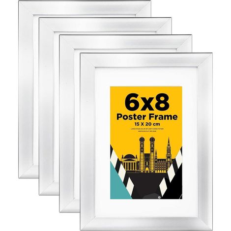 Egofine Bilderrahmen 15x20 cm Holz Acrylglas MDF 4er-Set Passepartout 10x15cm (1/5)