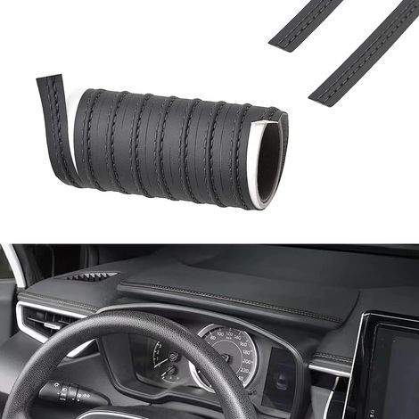 Garniture Moulage Intérieure Voiture, Bande d'habillage de Véhicule, 2M Bande Garniture, Voiture Autocollants décoratifs, Décorative Ligne Pour Accessoires Voiture L'intérieur Universels (Noir) (1/5)