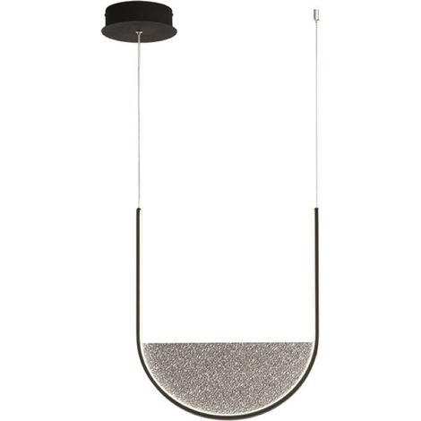 Lampada a sospensione LED LOTUS 53 cm con inserto amovibile in vetro granigliato FUME' (1/3)