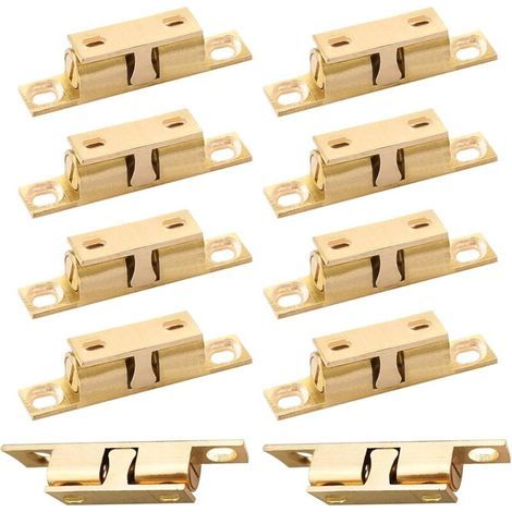 Set di 10 chiusure a doppio rullo con rullo in ottone, per mobili di armadi e guardaroba. (1/4)