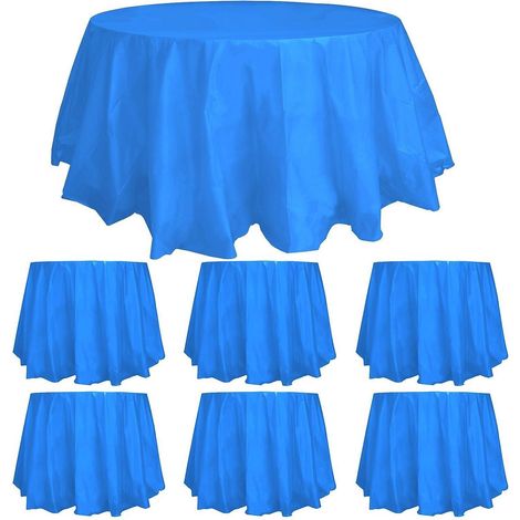 Runde Einweg-Tischdecke 213 cm Blau, 6er Pack, wasserabweisend
