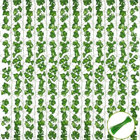 Guirlandes de lierre artificiel Bcc de 2,1 m, lot de 12, guirlandes de lierre artificiel, vigne, faux feuillage de lierre pour la décoration, chambre, fête, mariage, jardin, bureau (1/5)