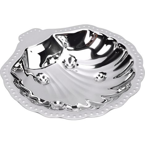 Plat de service en métal, acier inoxydable 304, forme coquillage vintage, porte-bijoux pour fruits secs, noix et amuse-gueules (1/5)