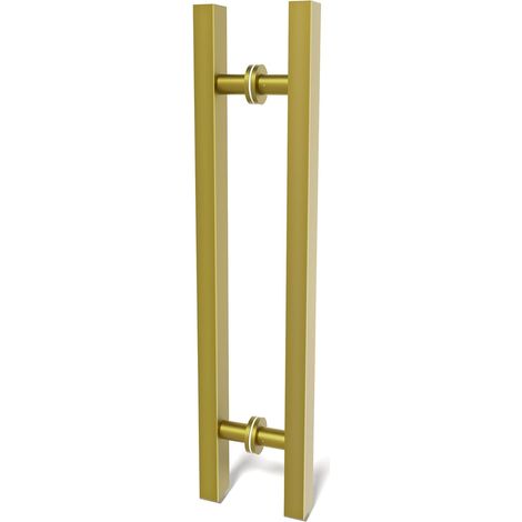 Poignée de Porte Coulissante 60 cm, Or Titane, Carrée, Double Face Acier Inoxydable 304 Robuste, Entraxe 40 cm, Pour Portes de Grange, d'Entrée, Coulissantes et Extérieures de 2-5 cm (1/5)