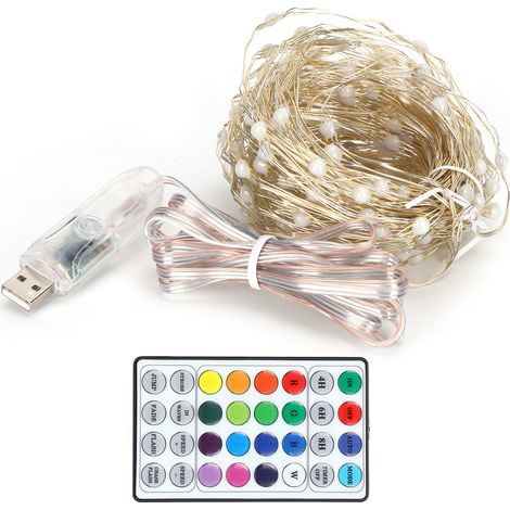 Lichterkette mit 16 Farben, 200 LEDs, RGB-Kupferdraht, 20 m, Infrarot-Fernbedienung, Timer, wasserdicht, Dekoration (1/5)