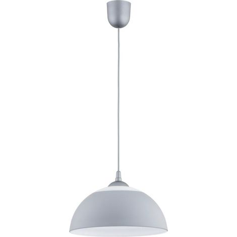 Alfa BEZA MAK Classic Grey/Aluminium Pendant Ceiling Light with Round Shade, E27 1x Max 15W, 30cm H90cm, Plastic & Glass, IP20 for Living/Dining Rooms