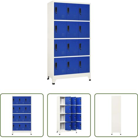 vidaXL Schrank für Schule - Schließfachschrank Grau und Blau 90x45x180 cm Stahl (1/5)