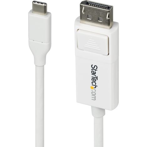 StarTech.com Cavo da USB-C a DisplayPort 1.2 da 2m, 4K 60 Hz, cavo adattatore bidirezionale da DP a USB Type-C / da USB-C a DP, compatibile con Thunderbolt, Bianco (1/4)