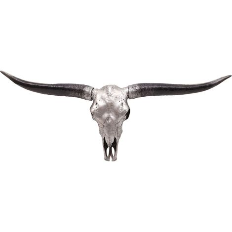 Trofeo de cabeza de toro Longhorn, calavera decorativa de 132cm, trofeo plateado para interior y exterior, decoración de pared 040002846