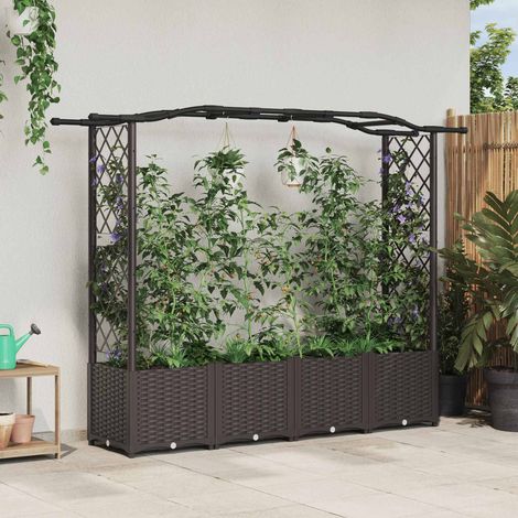 Teenpull – Hochbeet mit Rankgitter und Dach Braun 204 x 40 x 138 cm PP (1/5)