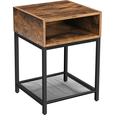 Dunkelbrauner Couchtisch mit offenem Regal für das Schlafzimmer BEGRYF 40x40x58