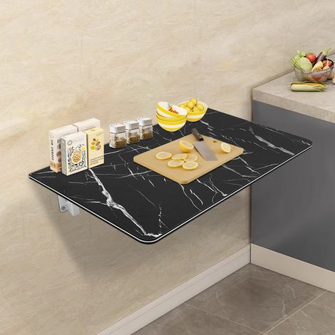 Tables de Salle à Manger Multifonctionnelle,Table Mural Rabattable, Bureau d'ordinateur,Petite Maison Table à Manger Pliable, MDF, 80x50cm - Noir (1/5)