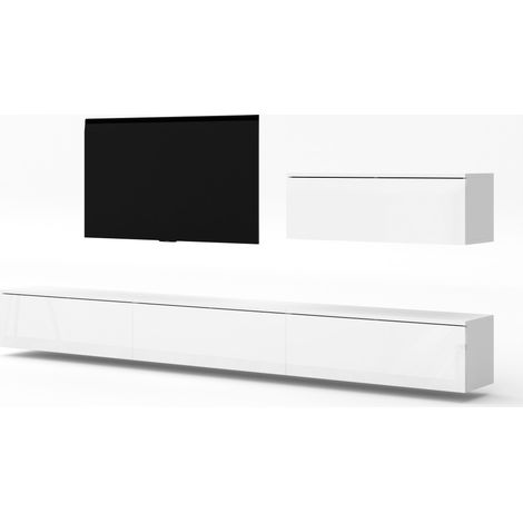 AX LIVING Wohnwand weiß Loriano IV Matt/Hochglanz Anbauwand 300 cm