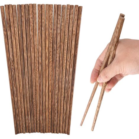 10 Paires Baguette Chinoise, Baguettes Chinoises Réutilisables Sans Cire Baguette Japonaise, Naturel Bois Baguettes Japonaises, Passent Au Lave-Vaisselle, Antidérapant, pour Cuisine Asiatique (1/5)