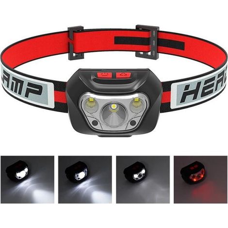 Lampe de poche d'urgence LED et COB avec lumière rouge, lampe de sauna, lampe de poche, 6 modes d'éclairage, batterie AAA (1/4)