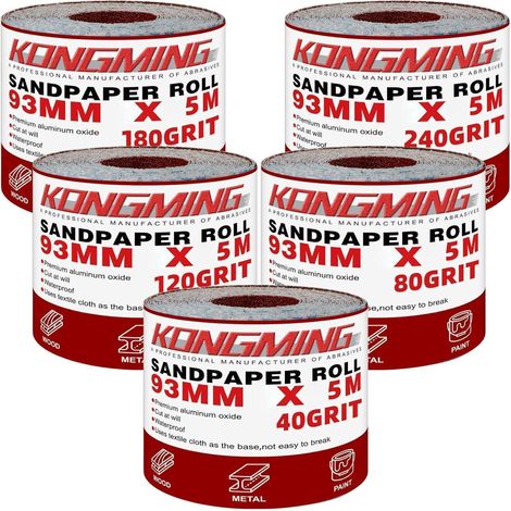 Schleifpapier Rolle 93mm 5er Set Körnung 40 80 120 240 P40-P240 (1/5)