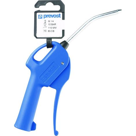Prevost – Pistolet à soufflage d'air 1/4 pouce – Pression de travail 10bar – Température max +70°C – Soufflette pour espaces confinés