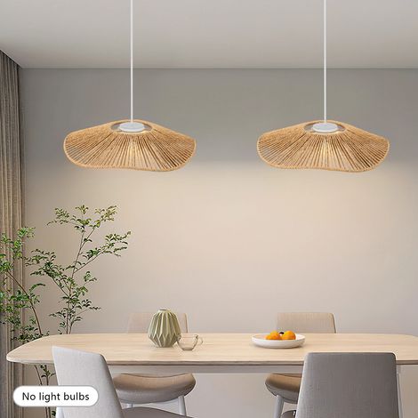 Set of 2 Retro Woven Rattan Lamp Shades, Lamp Shades for Chandelier, Vintage Style, for Dining Room, Living Room, 30 x 5 cm