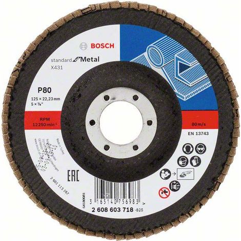 Bosch Fächerschleifscheibe X431 Standard for Metal gerade 125 mm 80 Glasgewebe - 2608603718 (1/5)