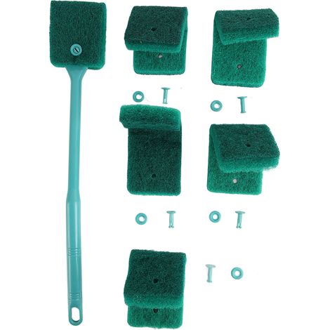 Brosse de nettoyage d'aquarium à Long manche, Double face, éponge d'aquarium, épurateur d'algues avec trous de suspension pour Aquariums en verre vert (1/5)