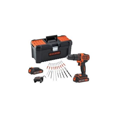 FPLUS taladro b.decker 18v percutor .2 bat 1.5+30 acc , Sistema de batería deslizante para un cambio rápido y sencillo con un ajuste seguro
Empuñadura suave y antideslizante que pr