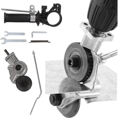 Grignoteuse de tôle, coupe-plaque de perceuse électrique, coupe-grignoteuse tôle pour couper du fer, acier, cuivre, aluminium (convient pour perceuse au lithium 12V/21V), facile à utiliser