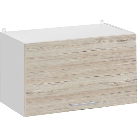 Cuisineandcie – Meuble haut de cuisine 1 porte relevable – Noyer blanchi – L 60 x H 36 x P 32 cm – Vérins à gaz pour ouverture automatique
