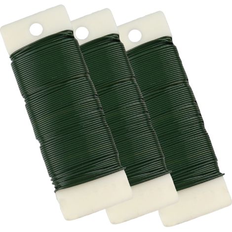Lot de 3 paquets de fil de fer souple galvanisé fait main pour décorations florales de Noël, n° 22 / Vert foncé 0,70 mm x 35 m (1/5)