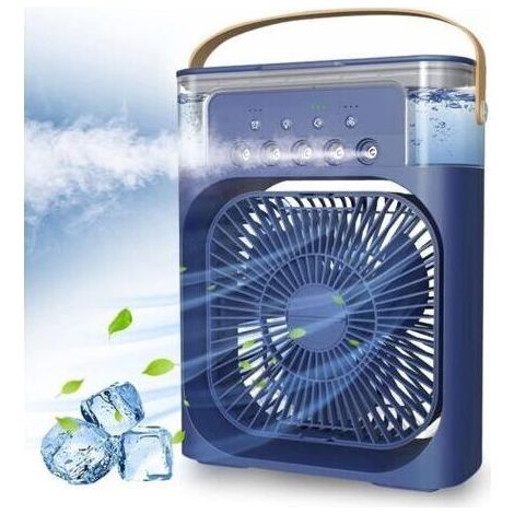 Ventilador portátil recargable por USB, humidificador de aire con 7 LED, 3 velocidades, enfriador silencioso para el hogar y los viajes - KZQ (1/4)