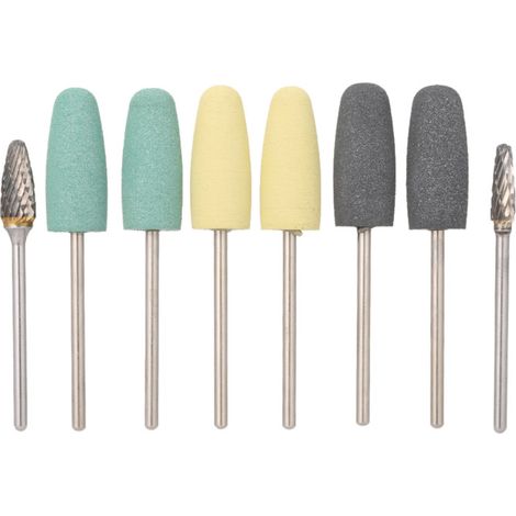 Ensemble de fraises rotatives : 6 forets en silicone et 2 têtes de meulage en acier tungstène pour outils rotatifs, outils de sculpture, fraises dentaires, outils de polissage.