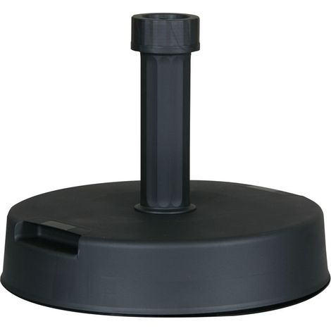 Pied de parasol rond – Pied de parasol en béton - Pied de parasol noir de forme ronde et diamètre 40 cm – pied de parasol design et robuste avec fixation réglable Ø 21 - 54 mm