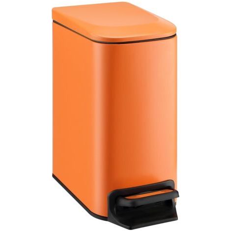 Poubelle orange 29,8 x 15 x 30,2 cm 1 petite poubelle de salle de bain avec couvercle 6 litres poubelle en acier inoxydable avec pédale