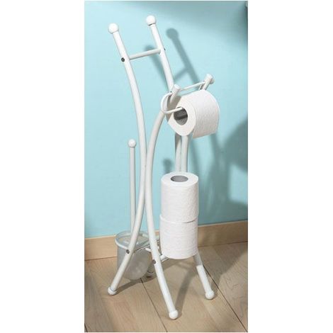 Allibert – Valet WC Corfou blanc – Porte-rouleau et réserve pour 2 rouleaux – Dimensions 18 x 74 x 28 cm – Finition blanche élégante