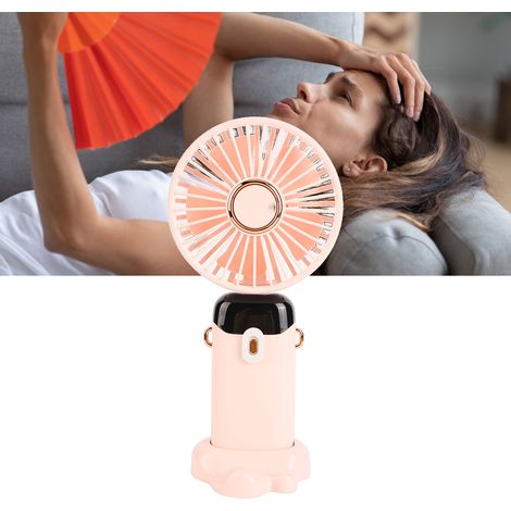 Tragbarer Nackenventilator, intelligenter Ventilator mit Digitalanzeige, faltbarer Ventilator, USB-aufladbar, rosa. (1/5)
