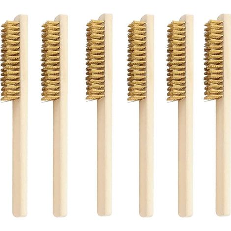 6 Pcs Brosse Laiton, Jeu de Brosses Métalliques, Brosse Métallique avec Poils en laiton 200 mm, Brosses Métalliques Laiton, pour nettoyer les taches de sueur, la rouille et le nettoyage en profondeur (1/4)