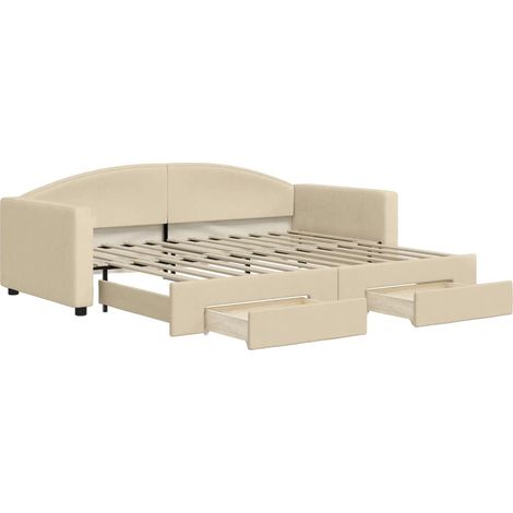 Maison Exclusive - Tagesbett Ausziehbar mit Schubladen Creme 90x2