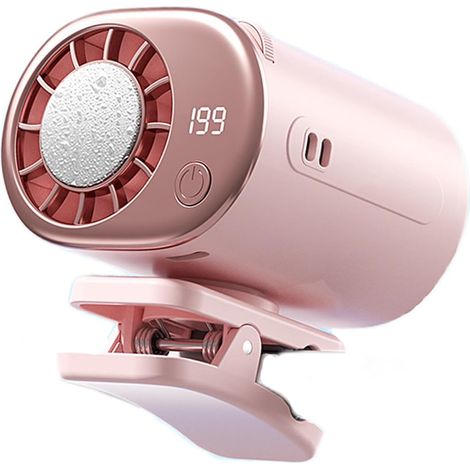 Autoventilator mit Clip-Funktion, 360° drehbar, halbkühlend, USB-Ladefunktion, tragbarer Ventilator ohne Clip (Kirschblütenpulver)